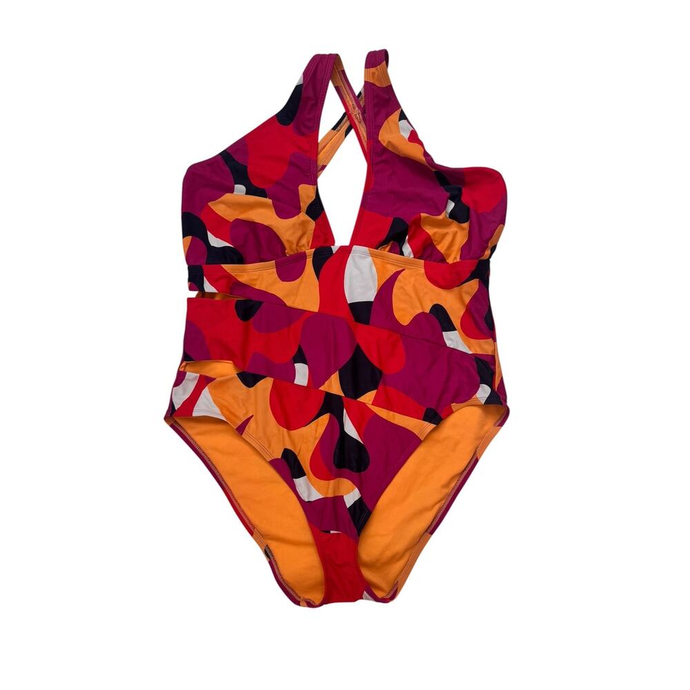 ADORE ME Sunset Swirl Cutout One Piece Criss Cross Bathing Suit Sz 3X Plus Swim